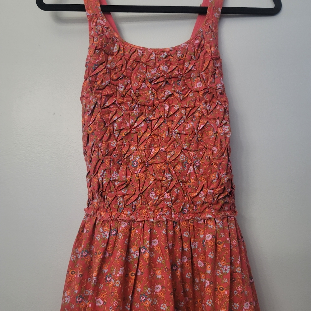 Free People Floral Print Petunia Poppy Combo Texture Piecing Front Scoop Crissc - Picture 8 of 16